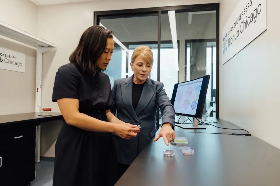 Chan Zuckerberg Initiative Co-Founder and Co-CEO Priscilla Chan and CZ Biohub Chicago President Shana Kelley