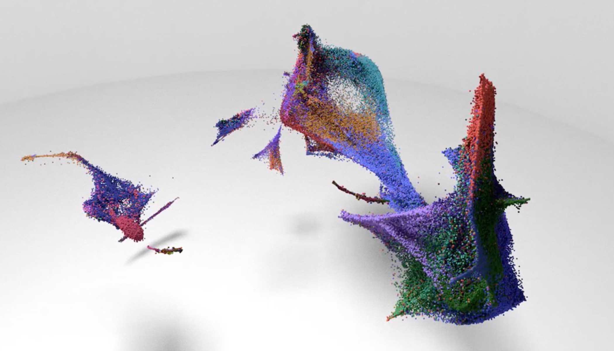 Data visualization shows a 3D abstraction of single cells from the early development of the mouse central nervous system.
