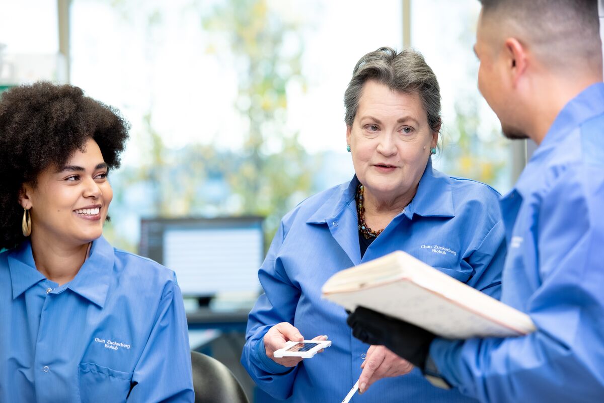 Honey Mekonen, Norma Neff, and Michael Borja conduct collaborative research at CZ Biohub San Francisco.