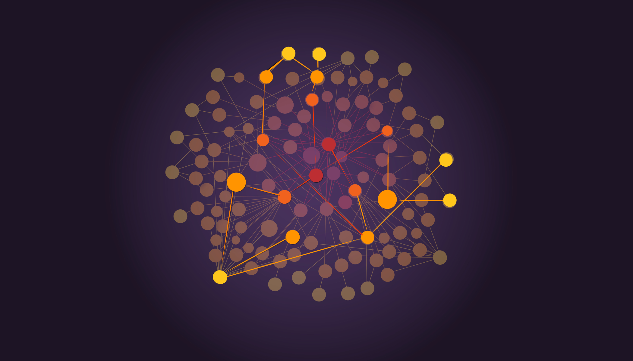 Stylized network diagram with interconnected nodes in red, orange, and yellow, representing gene relationships and illustrating CZI’s GREmLN AI model