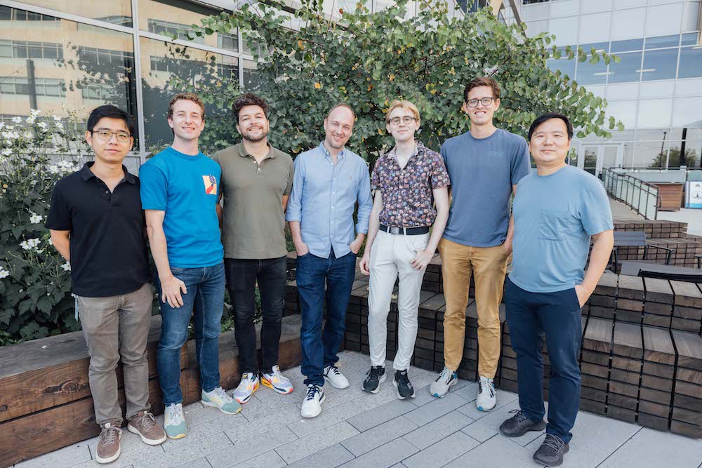 Members of the Royer team (from left) Sheng Xiao, Teun Huijben, Merlin Lange, Loïc Royer, Seth Hinz, Alex Hillsley, and Xiang Zhao, representing a subset of the co-authors of the Ultrack and inTRACKtive papers